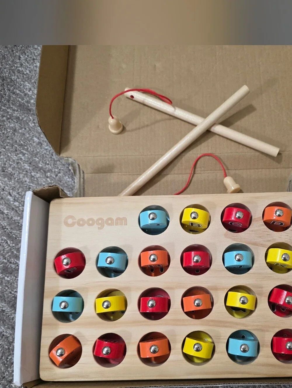 Coogam Wooden Magnetic Fishing Letters Fine Motor Skills 3+ Learning Educational